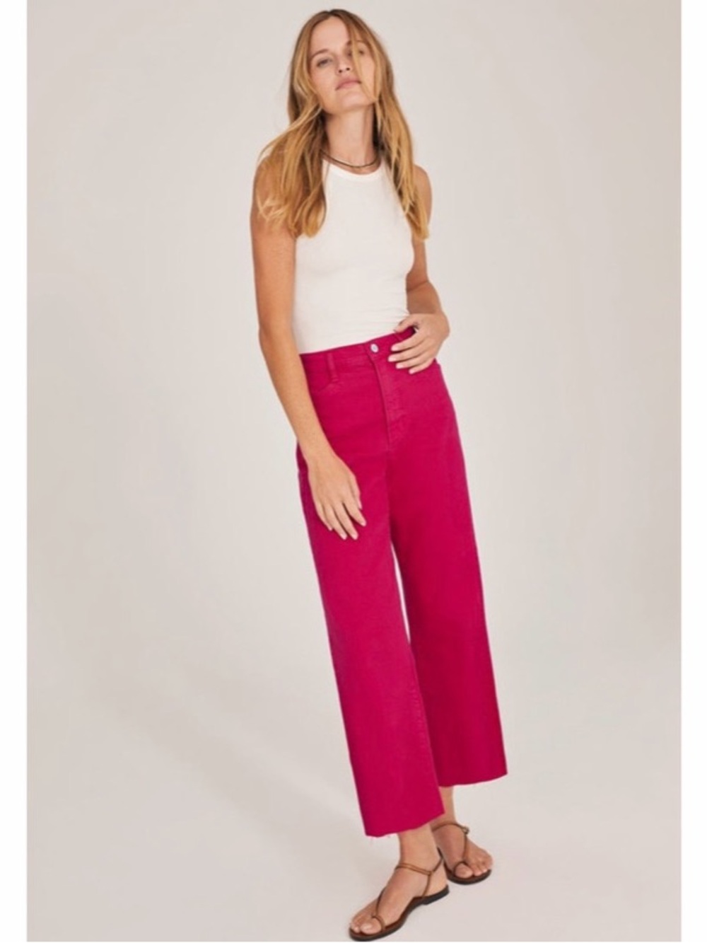 Favorite Daughter The Mischa High‎ Rise Wide Leg Ankle in Pink Peacock Size 33